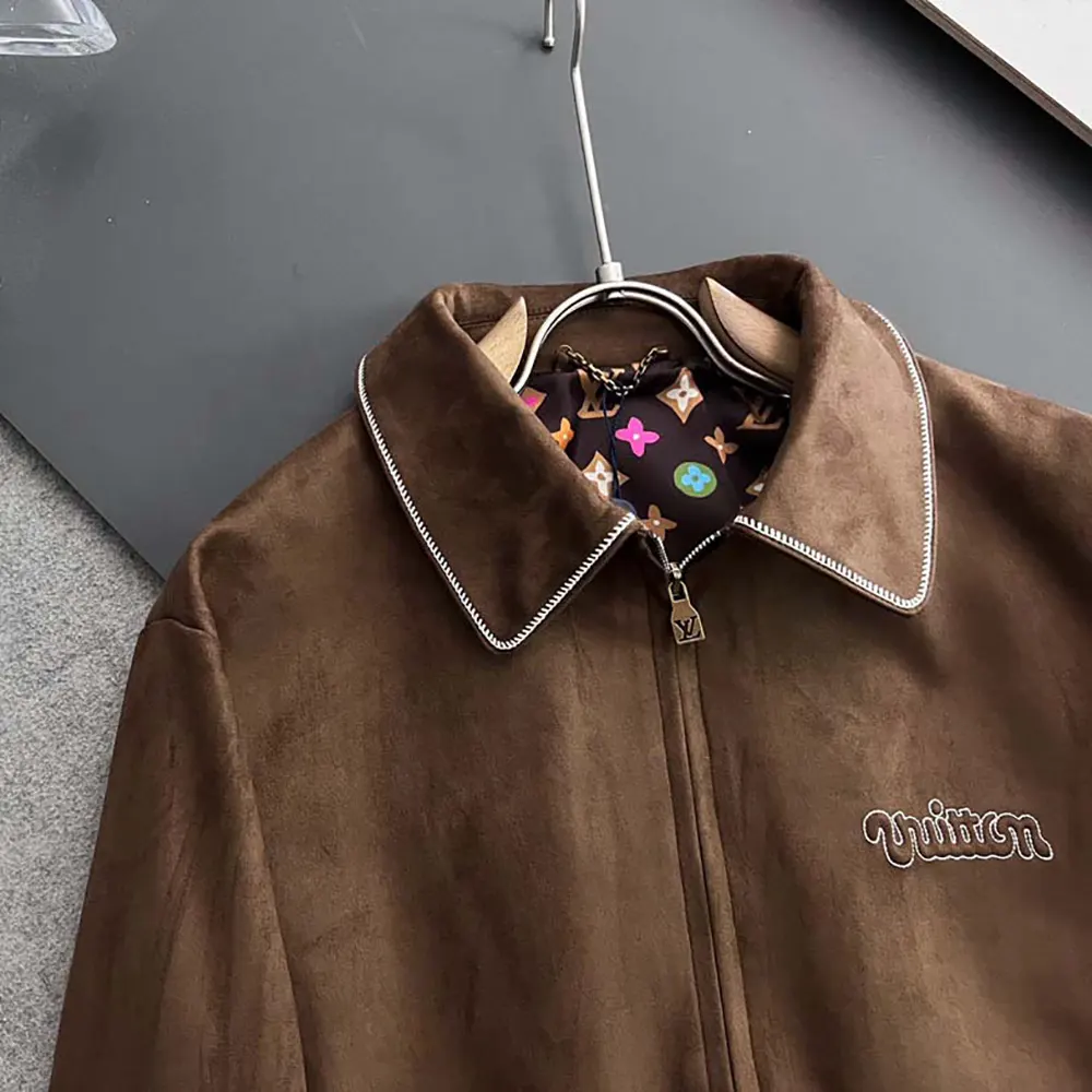 Louis Vuitton Men Embroidered Suede Calfskin Bomber 1AFPWH