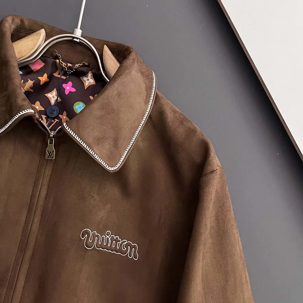 Louis Vuitton Men Embroidered Suede Calfskin Bomber 1AFPWH