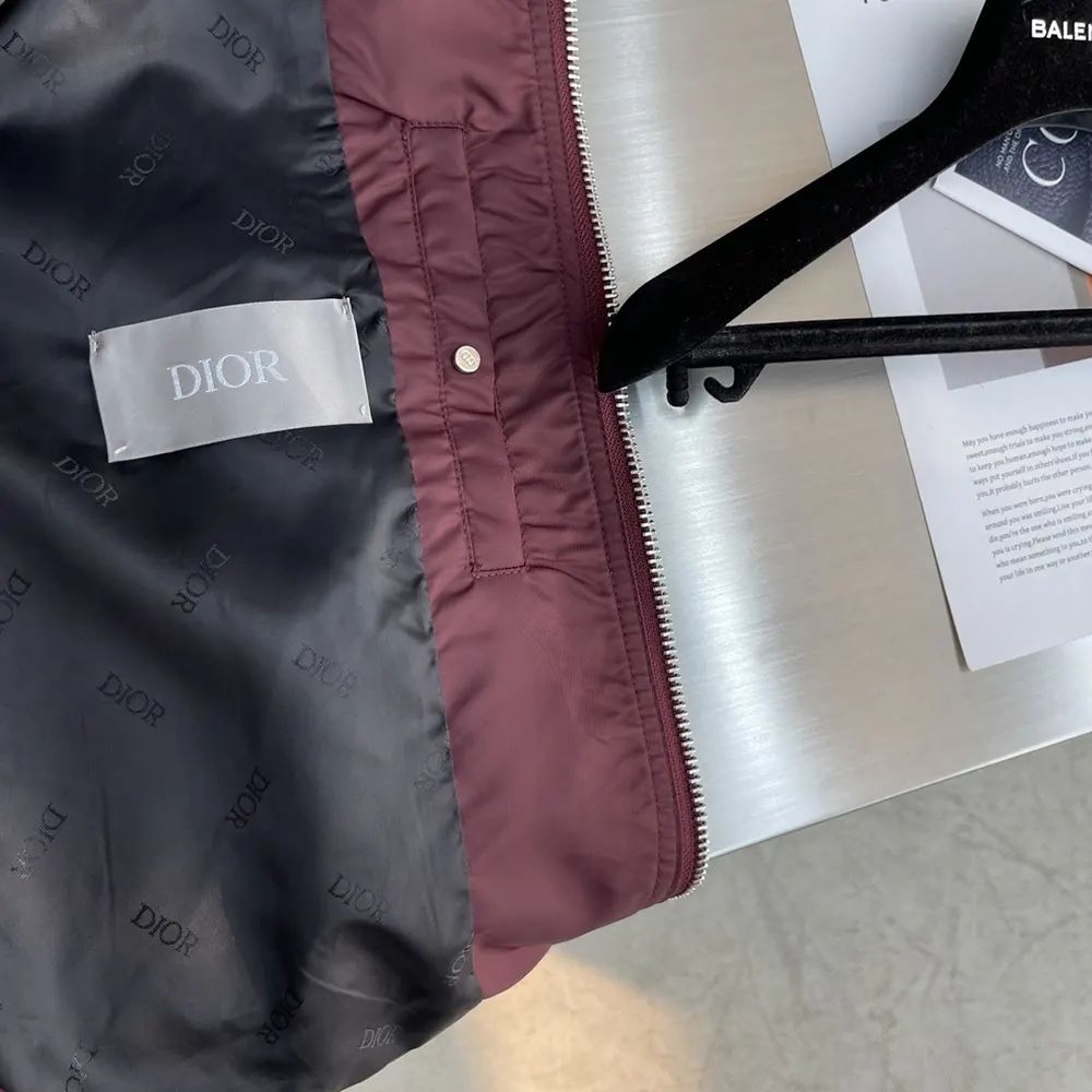 Dior Men Christian Dior Couture Bomber Jacket Burgundy Technical Fabric