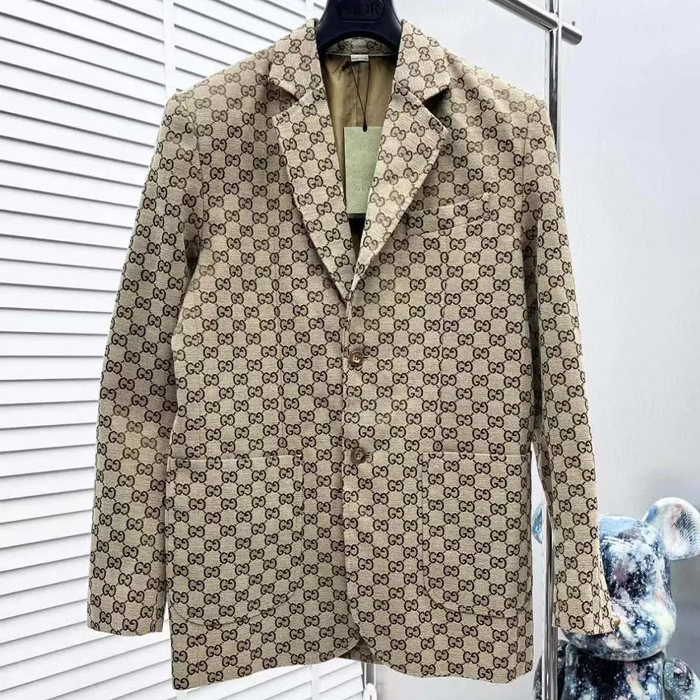 G*u*i men wool jacket with gg shadow-gray/beige