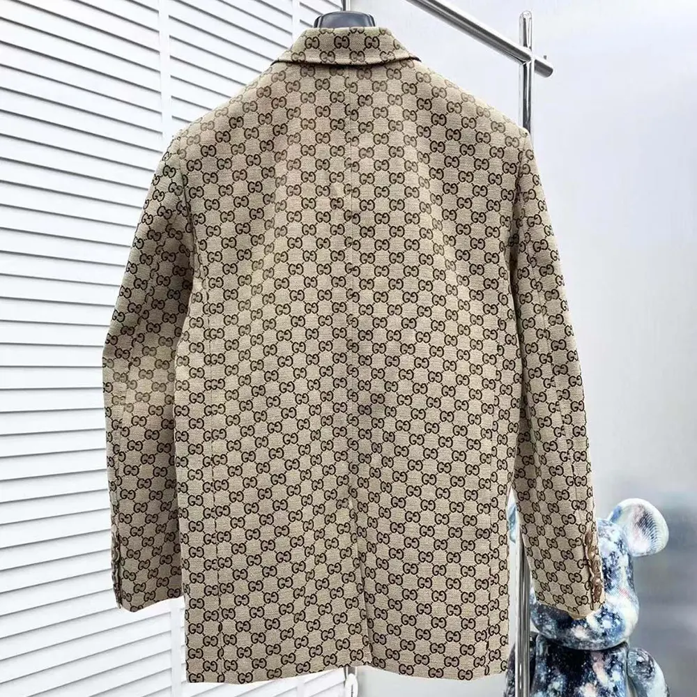 G*u*i men wool jacket with gg shadow-gray/beige