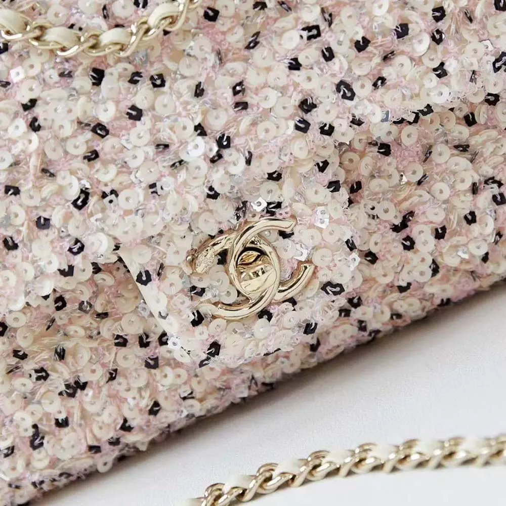 Chanel Women Evening Bag Sequins Gold Tone Metal AS4298