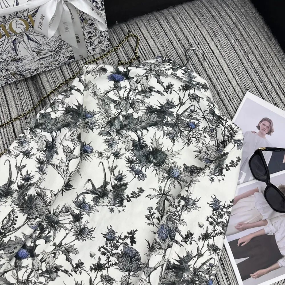Dior Men Caro Jacket White Cotton Denim with Blue Dior Chardons Motif