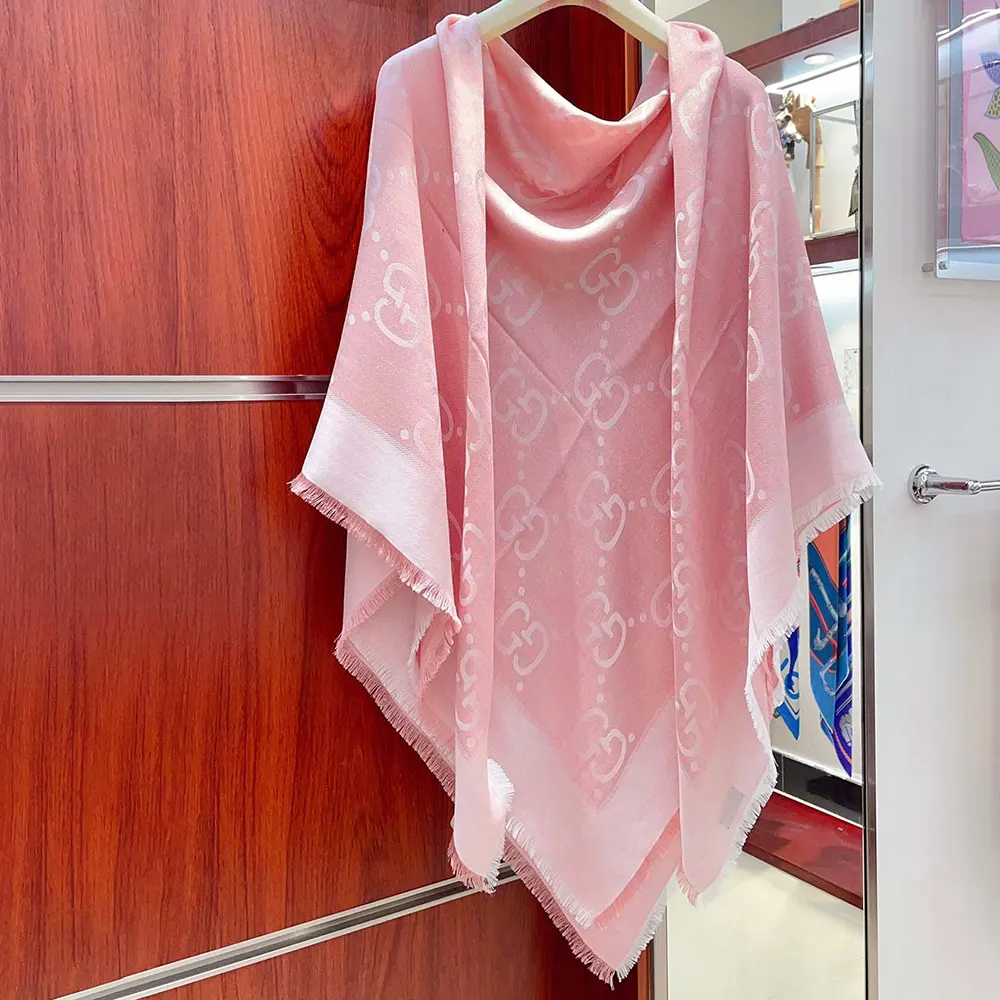 G*u*i unisex gg jacquard silk wool shawl-pink 6636713gc435972