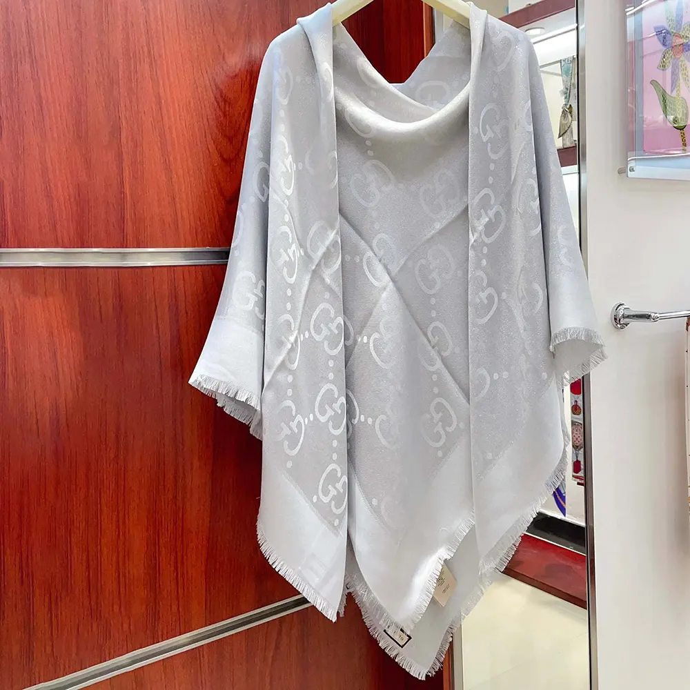 G*u*i unisex gg jacquard silk wool shawl-white 6636713gc439000