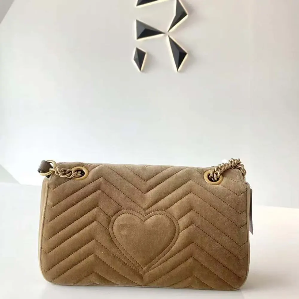 G*u*i gg marmont velvet medium shoulder bag-brown