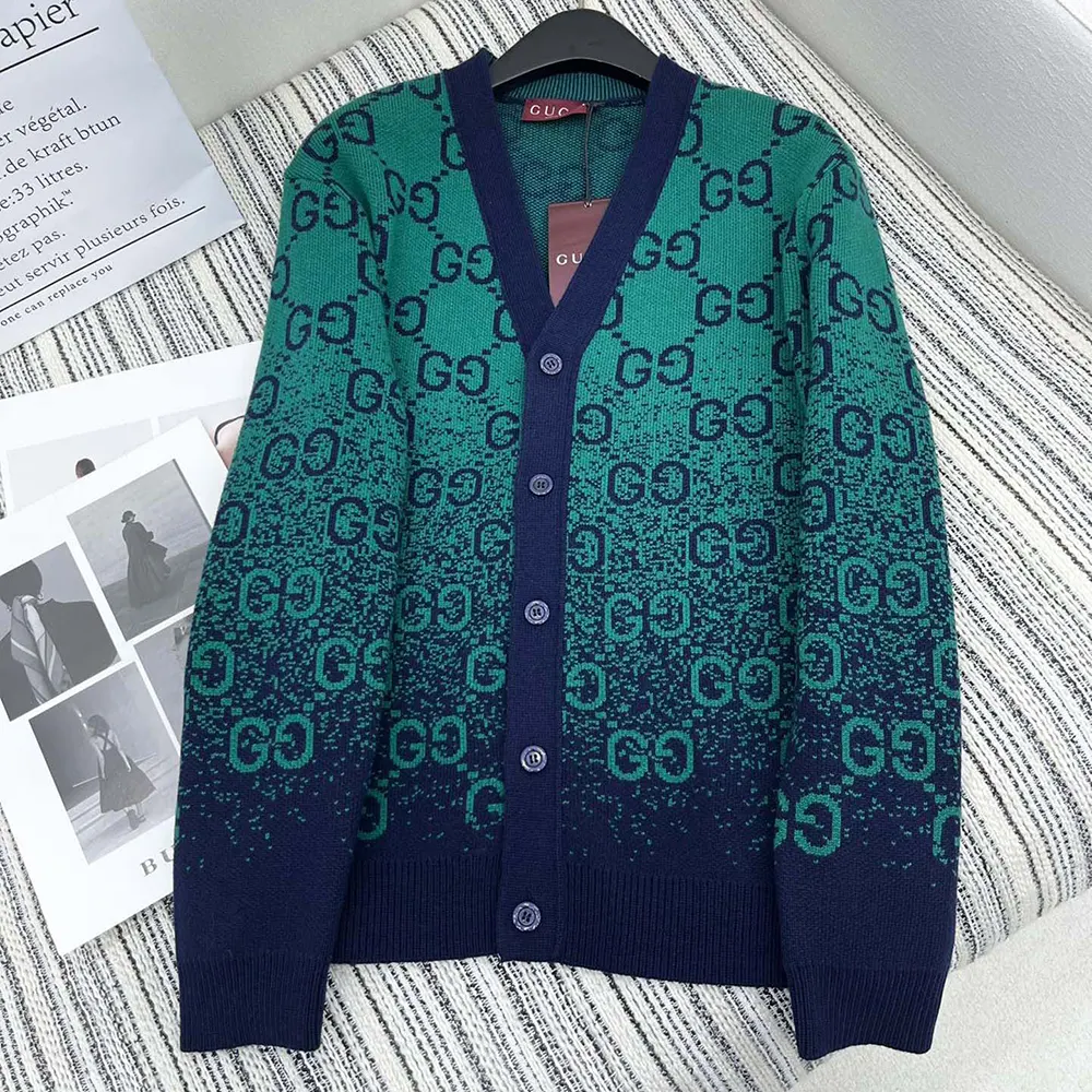 G*u*i men gg degrade wool jacquard cardigan ‎795012xkd423529