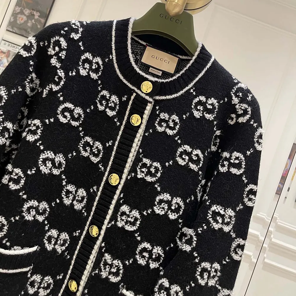 G*u*i women gg wool boucle jacquard cardigan 713300xkcna1289