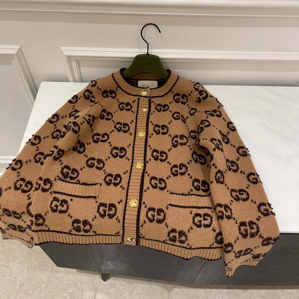 G*u*i women gg wool boucle jacquard cardigan 713300xkcna2668