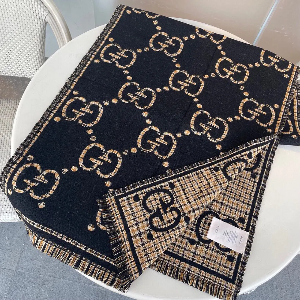 G*u*i unisex check gg wool scarf-black 6600254g3861066