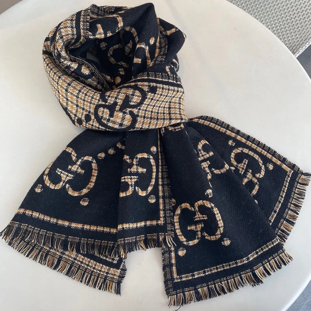 G*u*i unisex check gg wool scarf-black 6600254g3861066