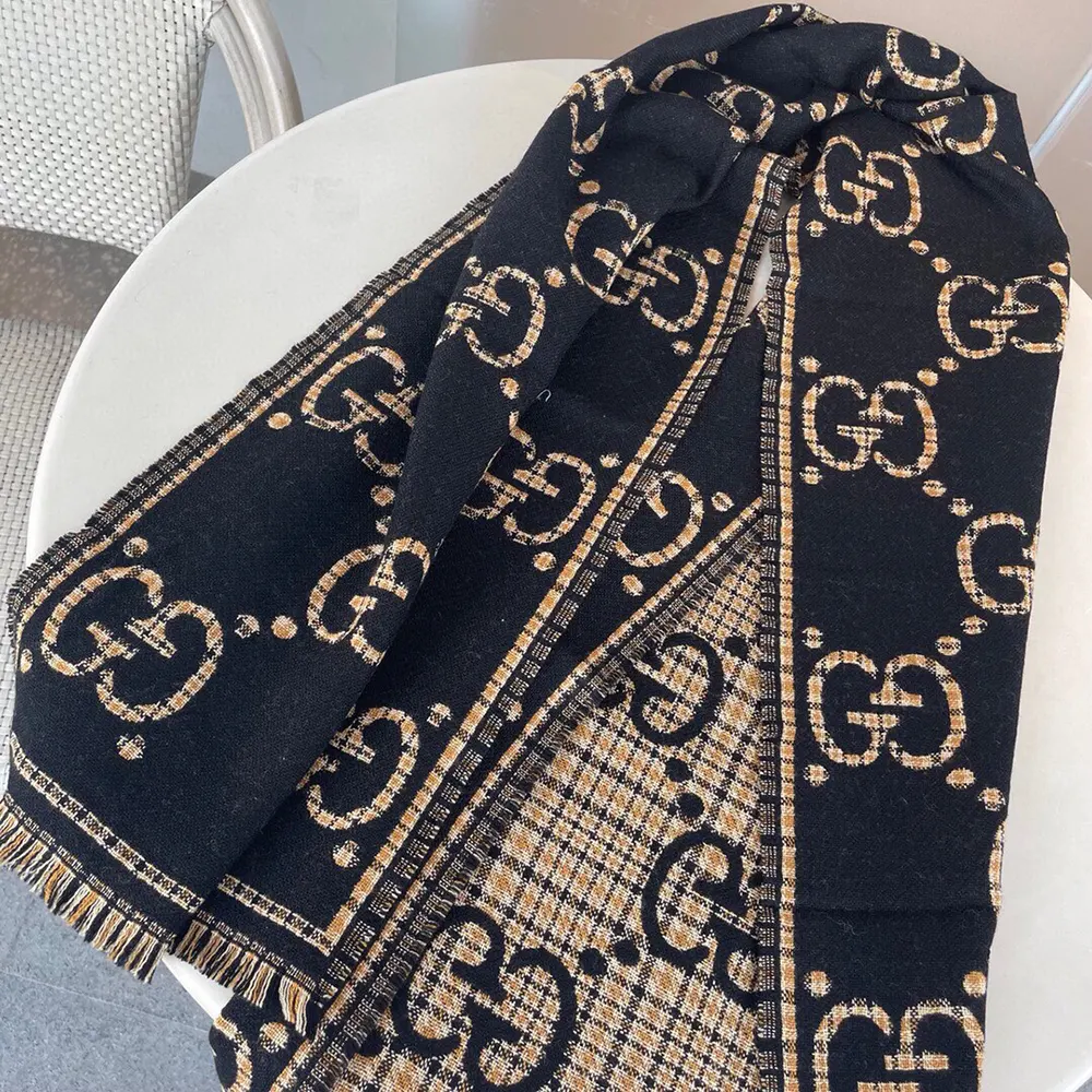 G*u*i unisex check gg wool scarf-black 6600254g3861066