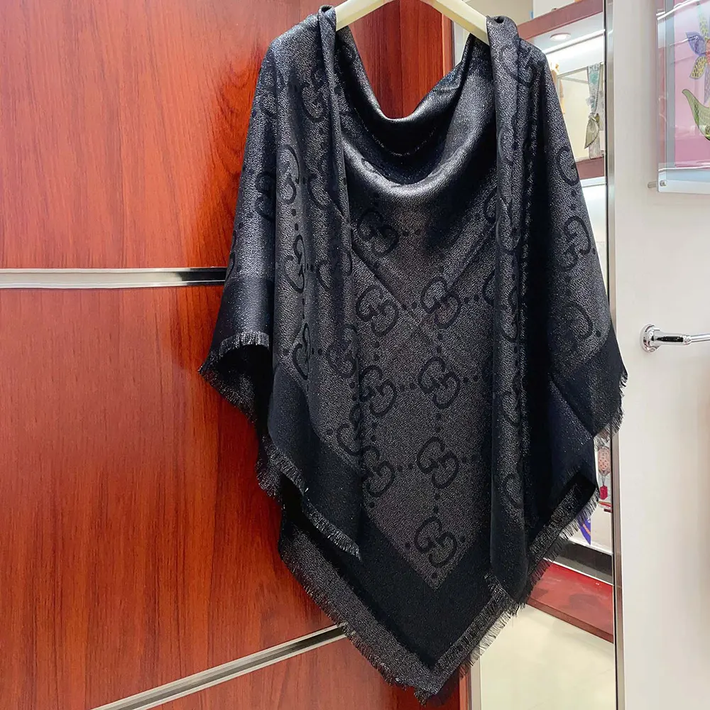 G*u*i unisex gg jacquard silk wool shawl-black 6636713gc431000