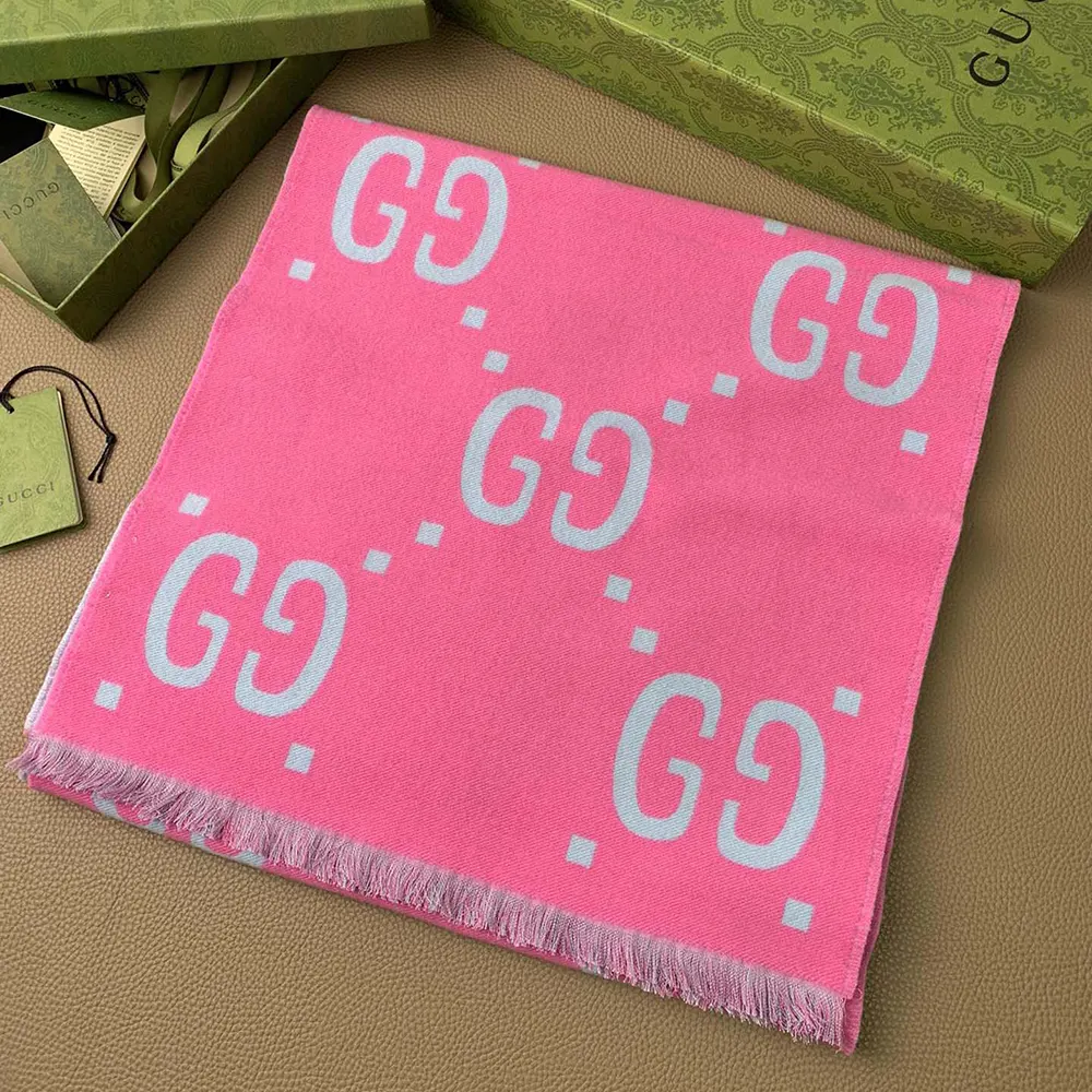 G*u*i unisex gg jacquard wool silk scarf-blue ‎5053953g0205869