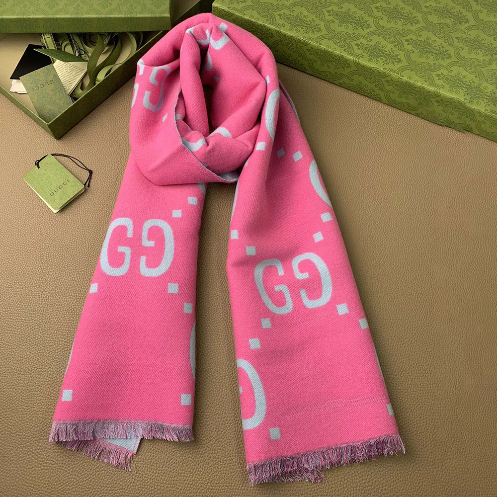 G*u*i unisex gg jacquard wool silk scarf-blue ‎5053953g0205869