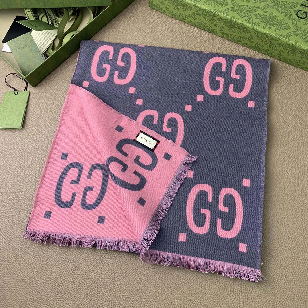 G*u*i unisex gg jacquard wool silk scarf-pink ‎5580073g6361272