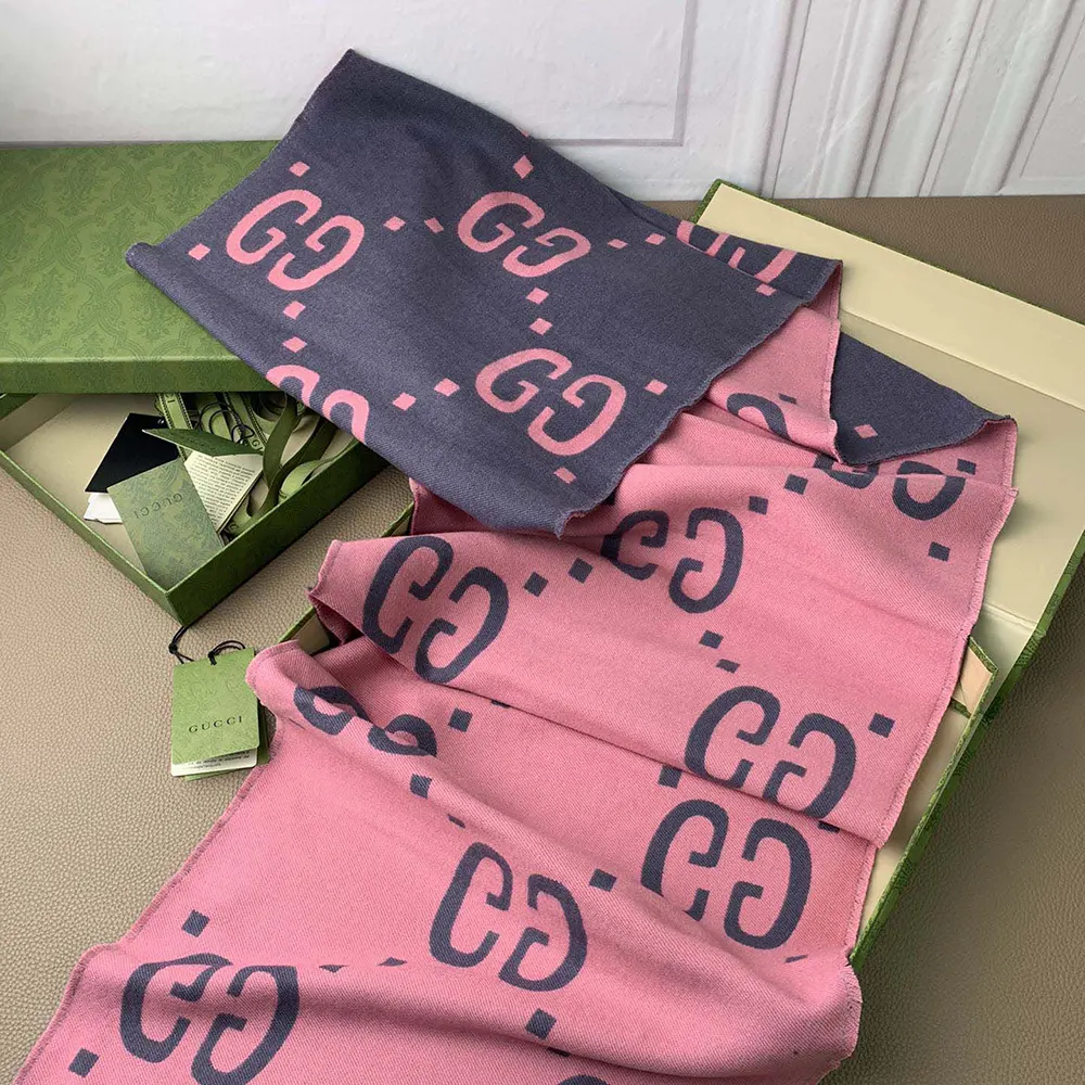 G*u*i unisex gg jacquard wool silk scarf-pink ‎5580073g6361272