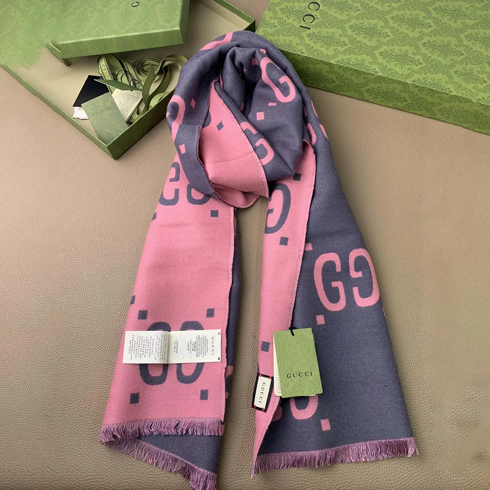 G*u*i unisex gg jacquard wool silk scarf-pink ‎5580073g6361272