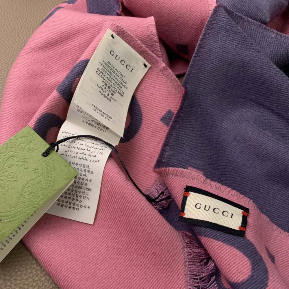G*u*i unisex gg jacquard wool silk scarf-pink ‎5580073g6361272