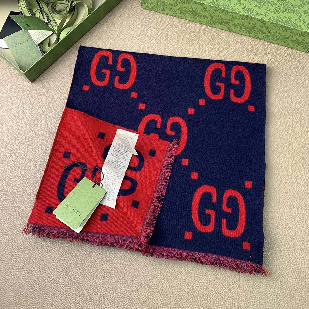 G*u*i unisex gg jacquard wool silk scarf-red 4955924g3502179