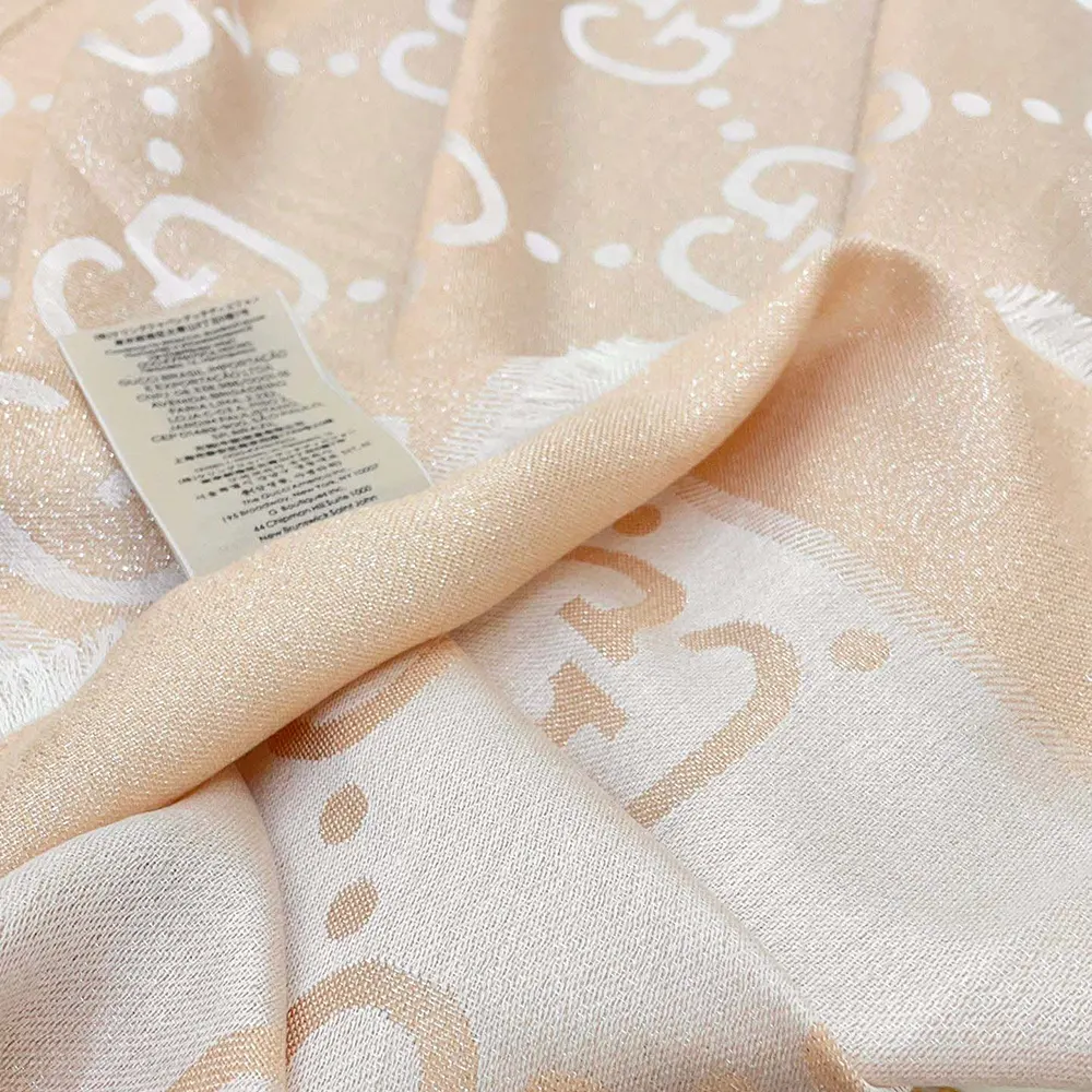 G*u*i unisex gg lame jacquard shawl-beige 6948393g7209400