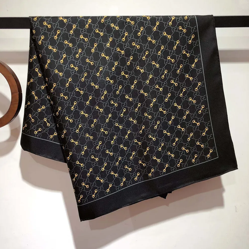 G*u*i unisex gg print with horsebits silk scarf-black 6625763g0011000
