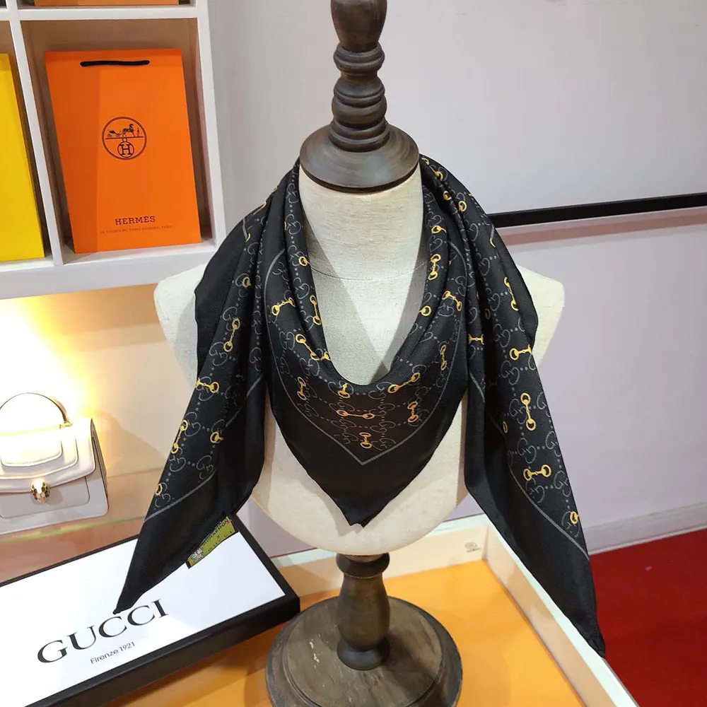 G*u*i unisex gg print with horsebits silk scarf-black 6625763g0011000