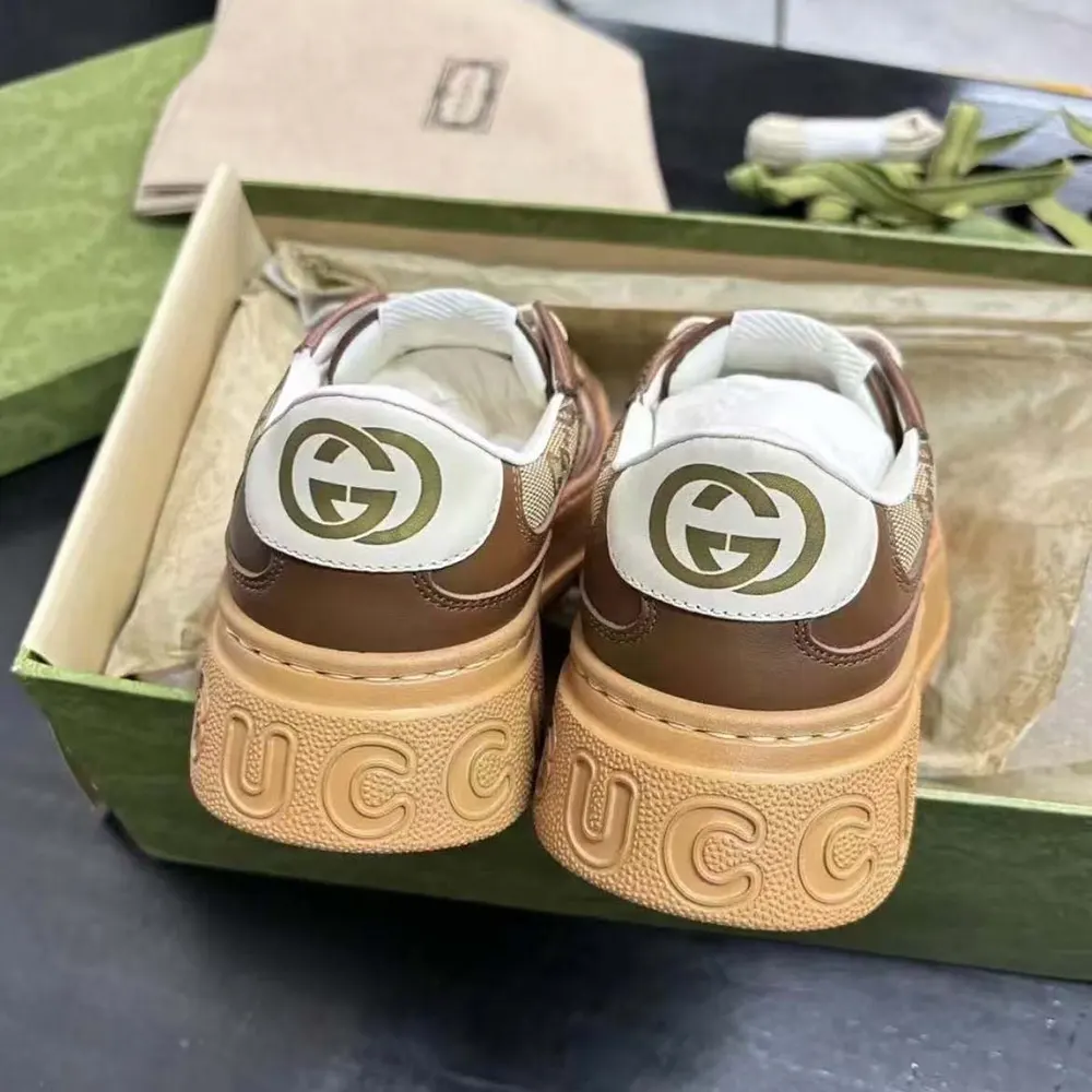 G*u*i unisex gg trainers with beige and ebony orignal gg canvas
