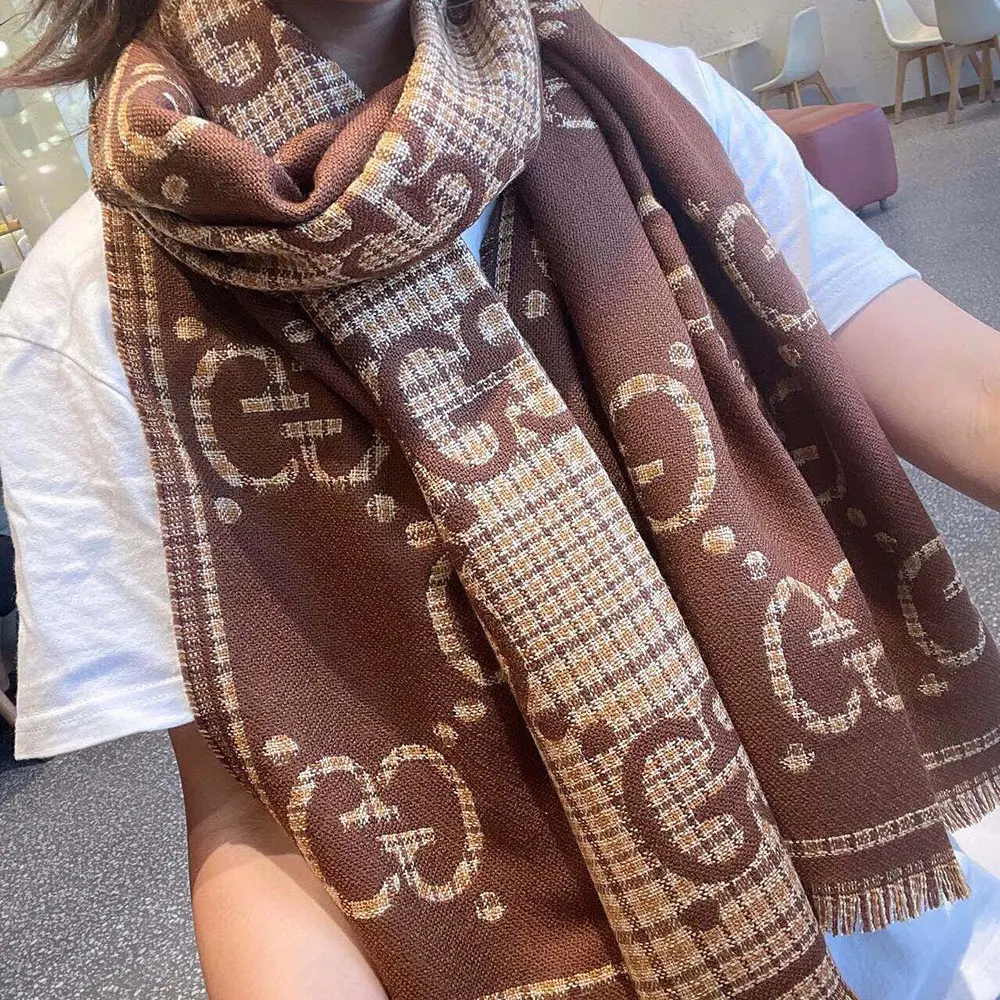G*u*i unisex gg wool scarf-brown 6600254g3862579