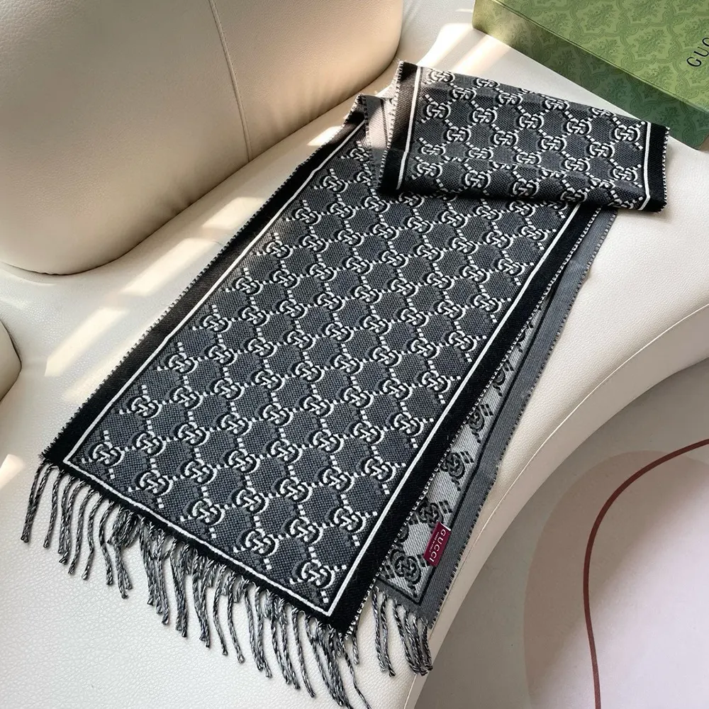 G*u*i unisex wool jacquard scarf with gg shadow-grey 7952764g2001362
