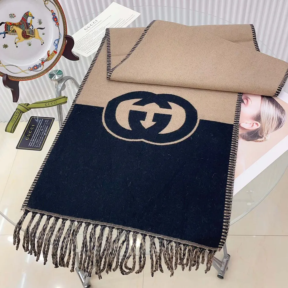 G*u*i unisex wool with interlocking g scarf-beige 7154974gaaa1079