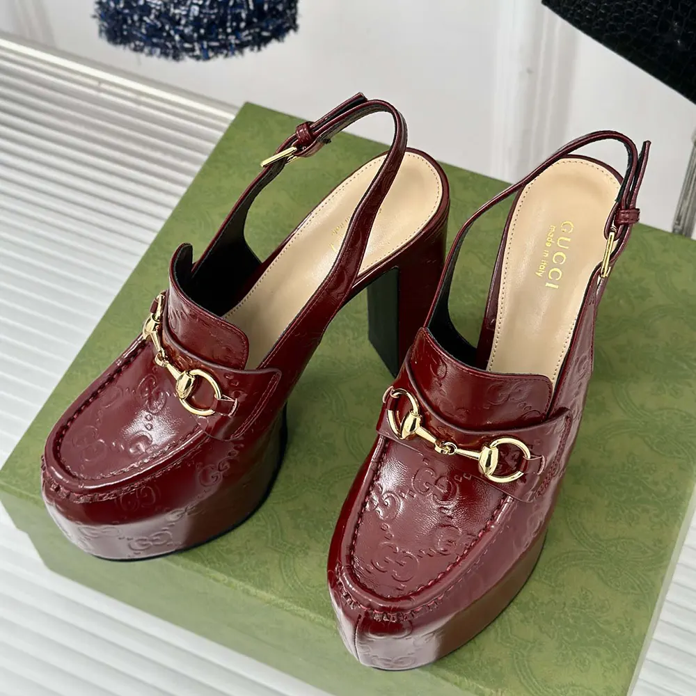 G*u*i women horsebit platform loafer slingback 805308aad4u6207