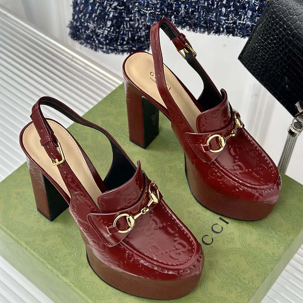 G*u*i women horsebit platform loafer slingback 805308aad4u6207