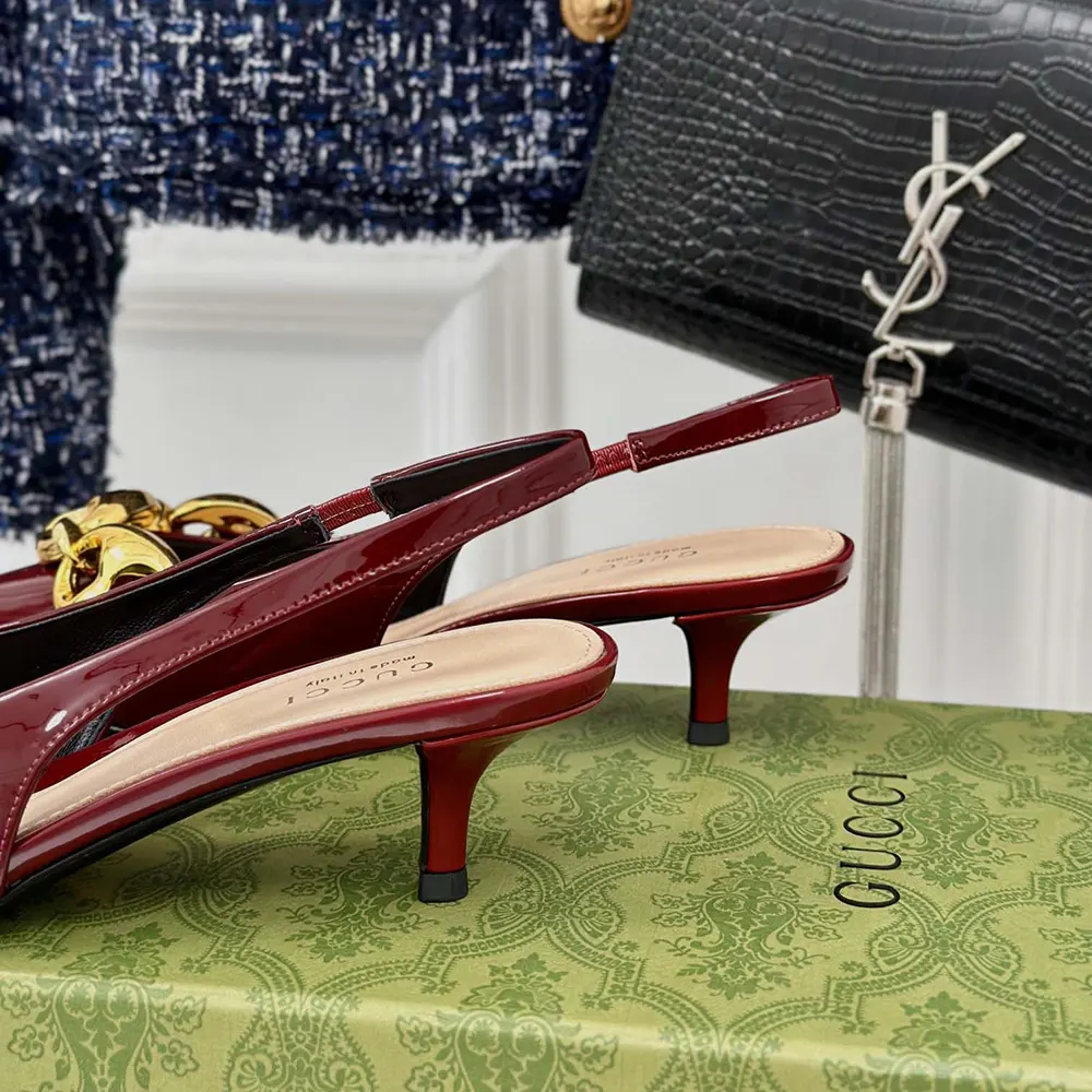 G*u*i women slingback with G*u*i marina chain 794372bnc806207