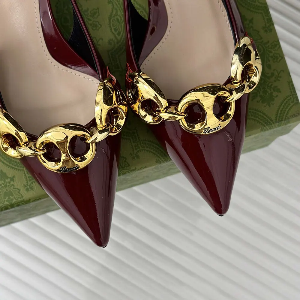 G*u*i women slingback with G*u*i marina chain 794372bnc806207