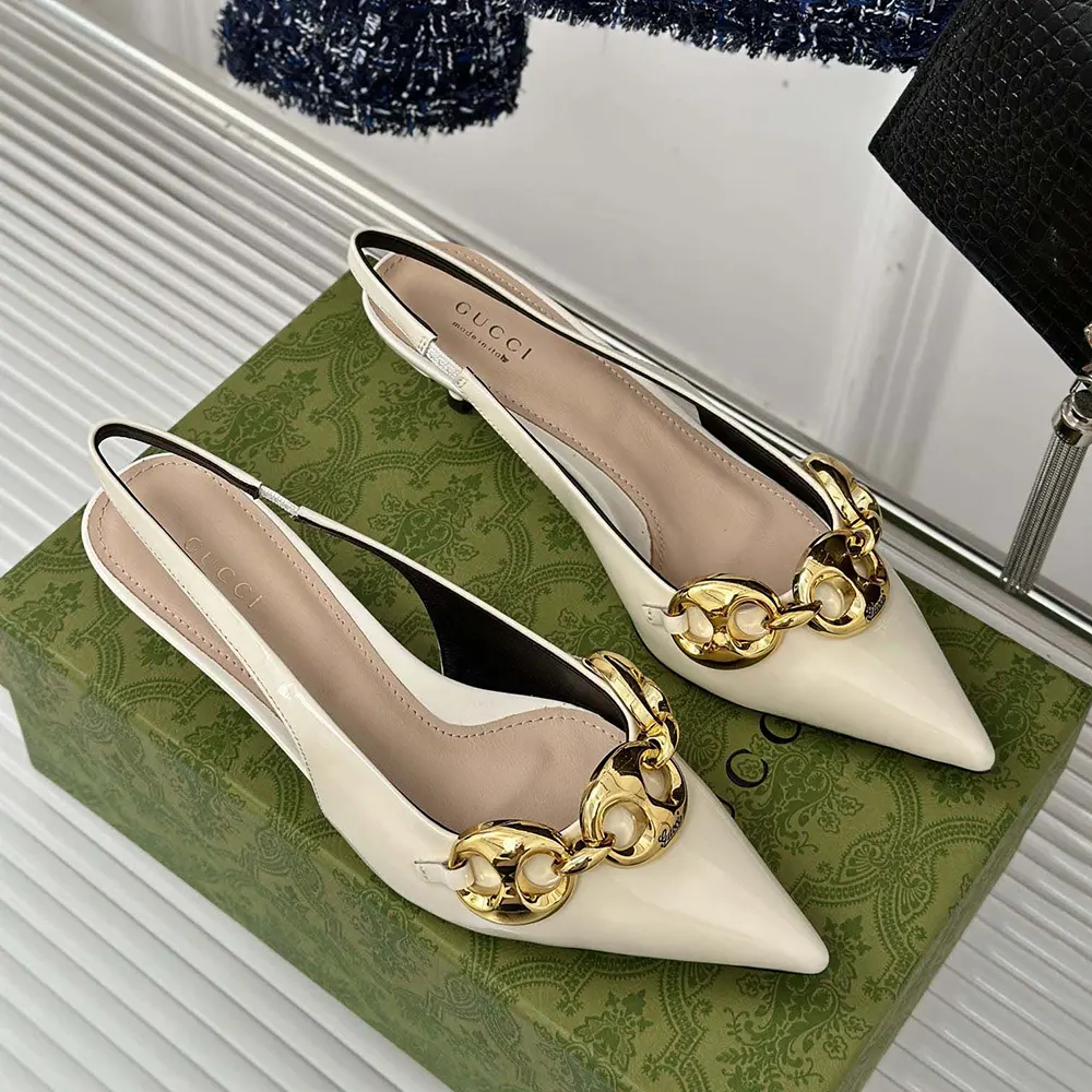 G*u*i women slingback with G*u*i marina chain 794372bnc809540