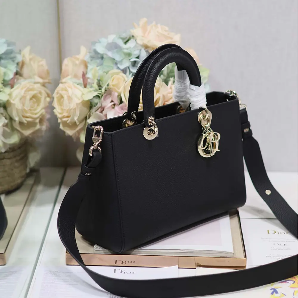 Dior Women Medium Lady D-Sire My ABCDior Bag Black Taurillon Leather