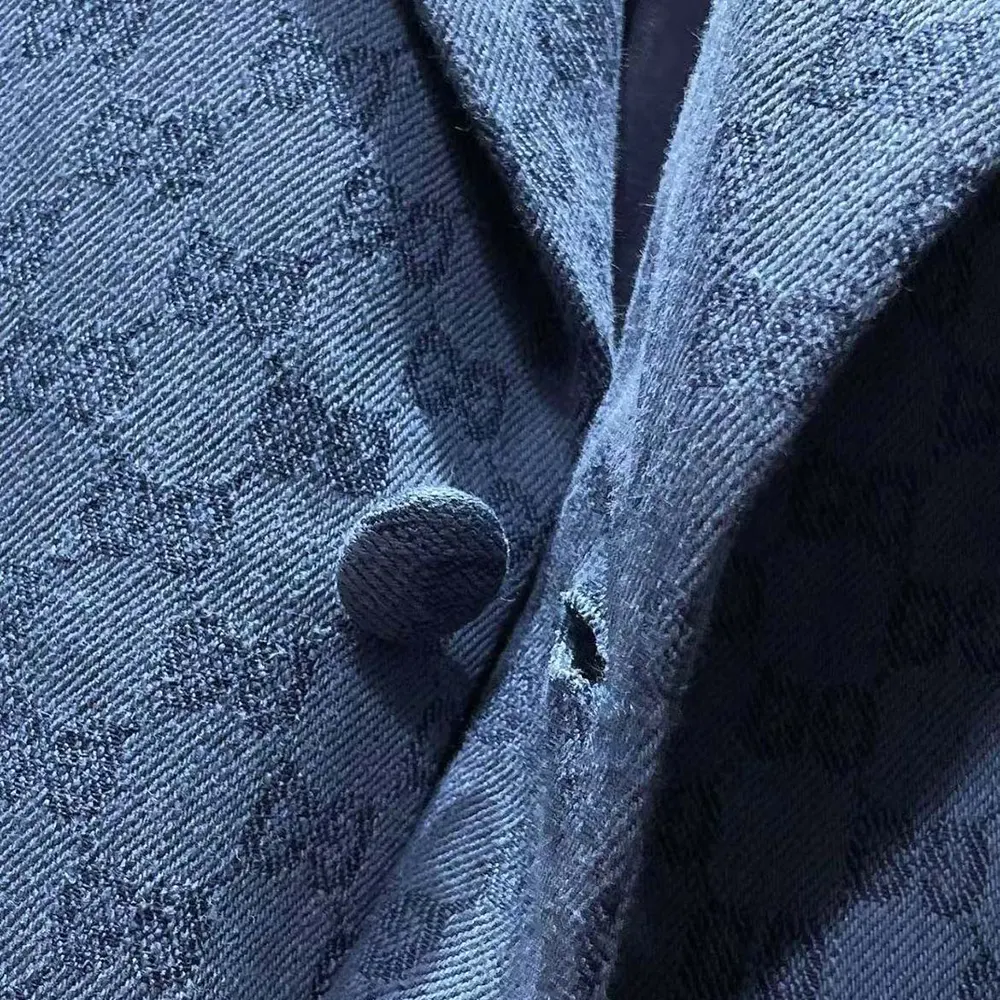 G*u*i men broken suits for gg flannel jacket-blue