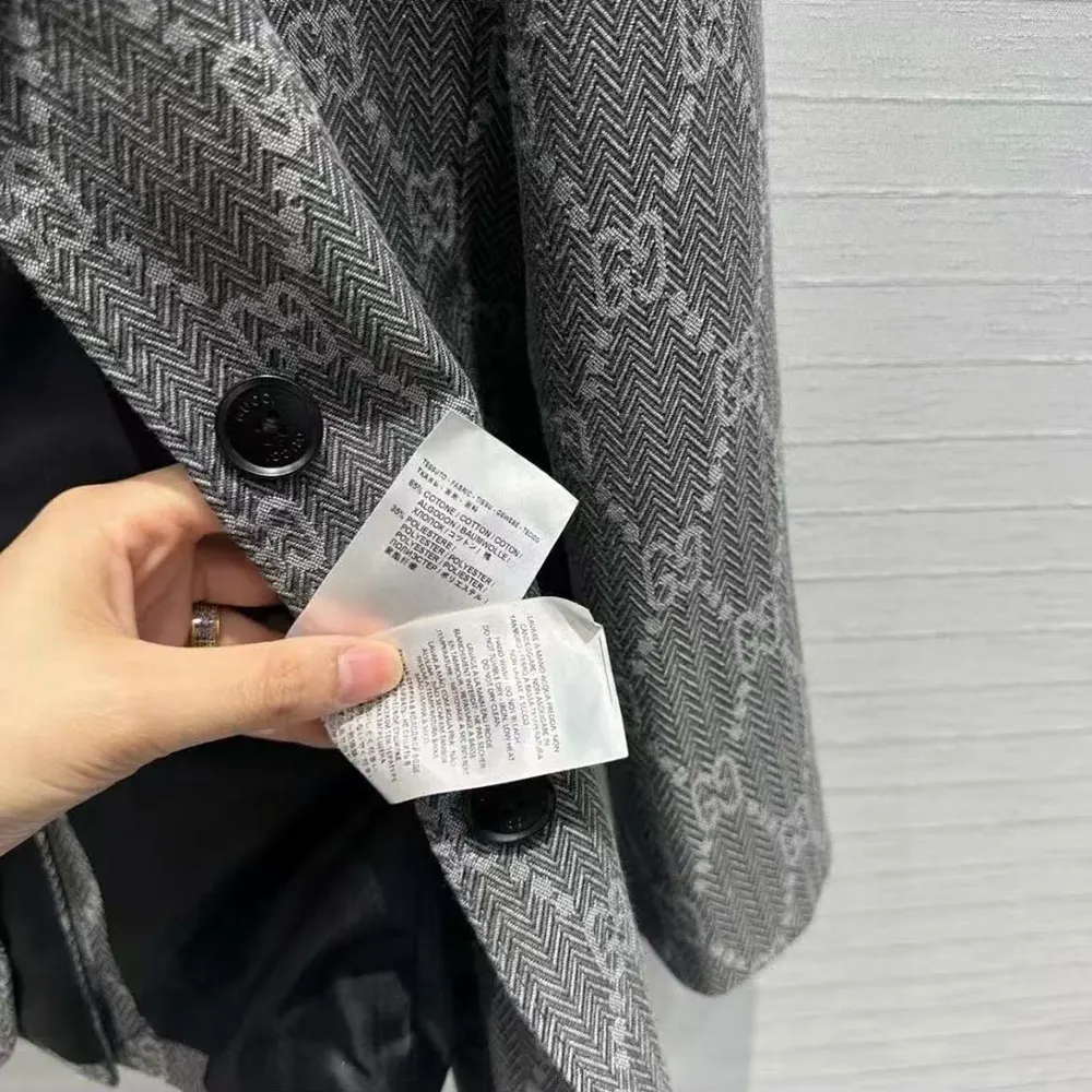 G*u*i men broken suits for gg flannel jacket-grey