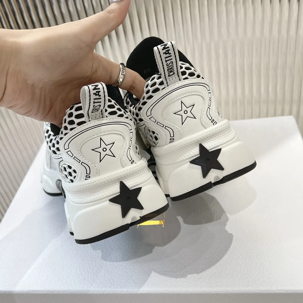 Dior Women Vibe Sneaker White Mesh Printed with Dior Oblique Motif