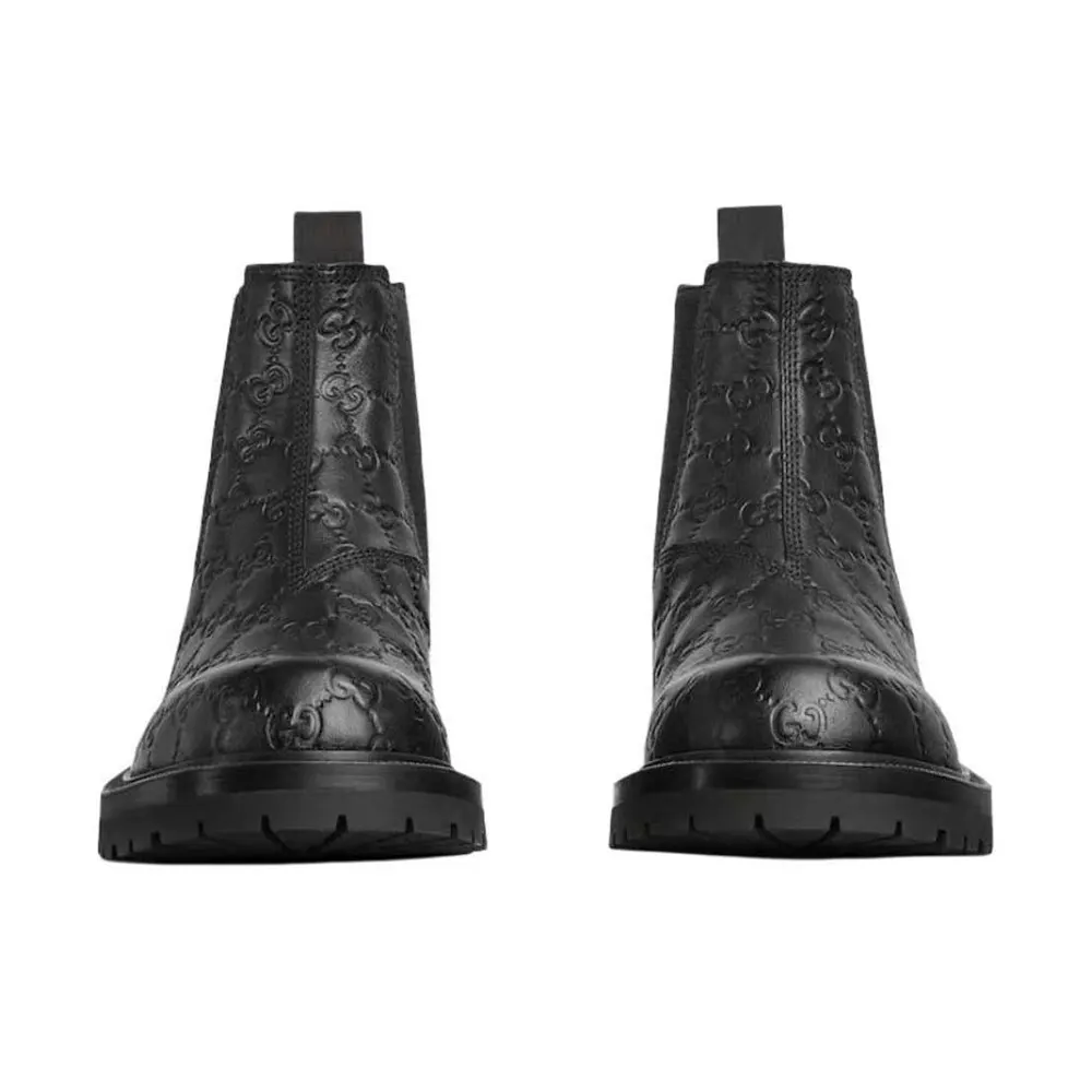 G*u*i men boot with web-black 794168aadpf1056