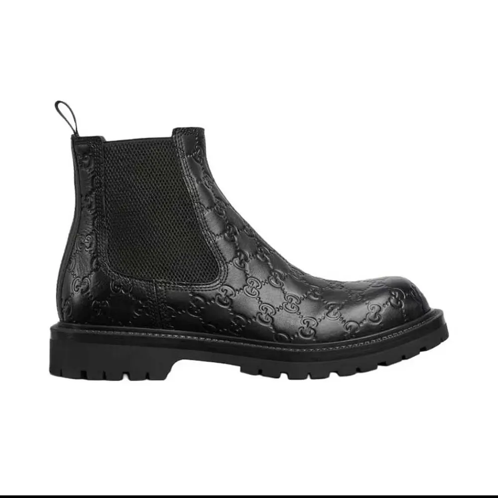 G*u*i men boot with web-black 794168aadpf1056