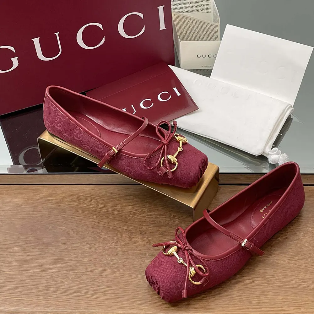G*u*i women horsebit ballet flat-red ‎821220fad8f8546