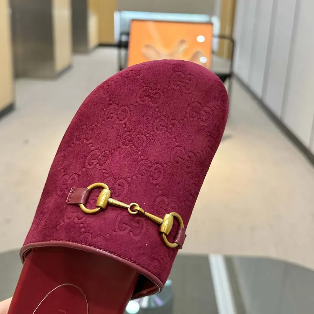 G*u*i women horsebit slipper in red gg canvas 7467129sf408551