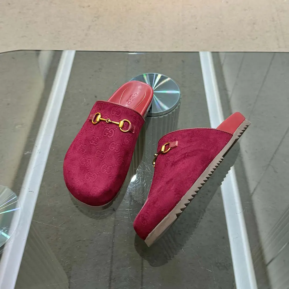 G*u*i women horsebit slipper in red gg canvas 7467129sf408551