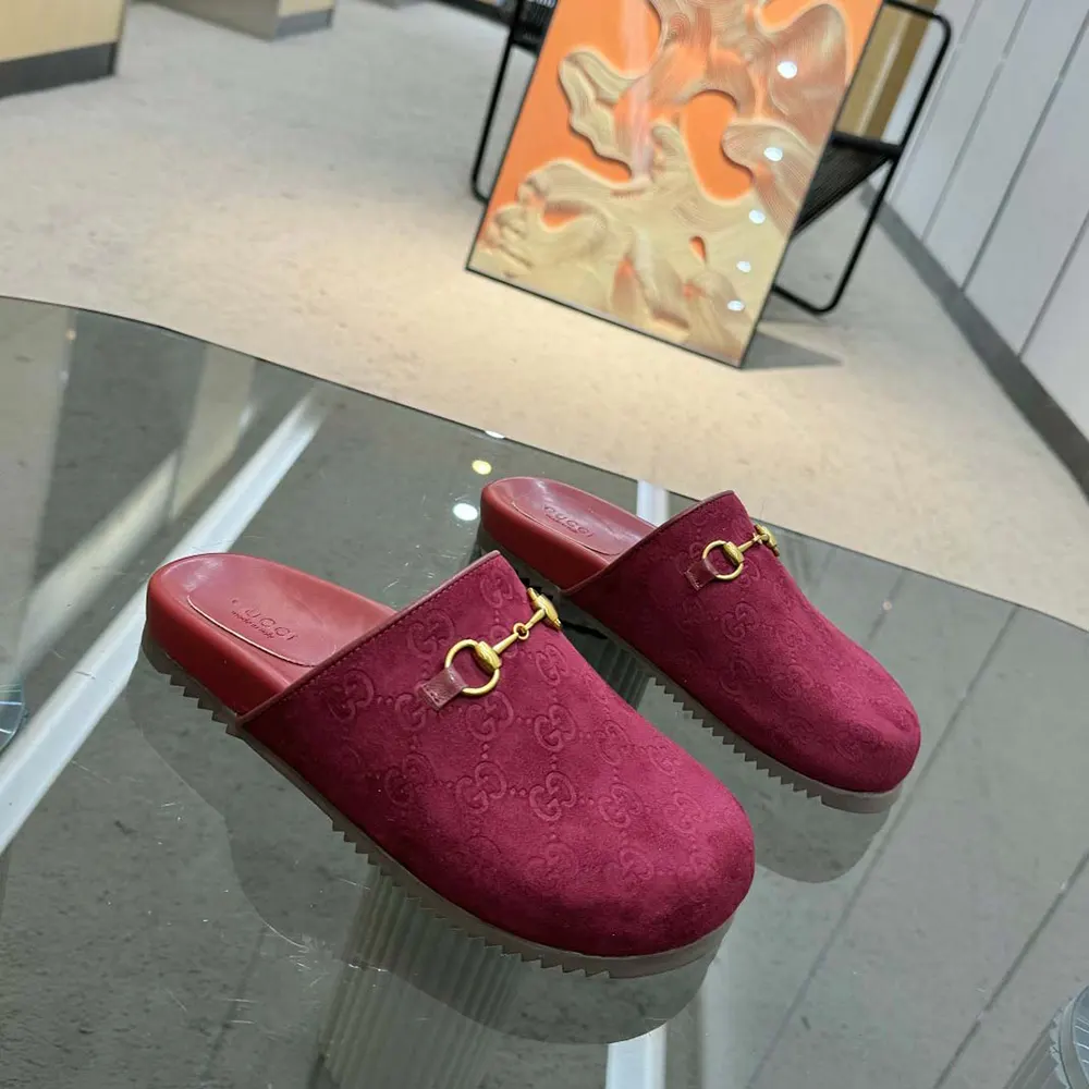 G*u*i women horsebit slipper in red gg canvas 7467129sf408551