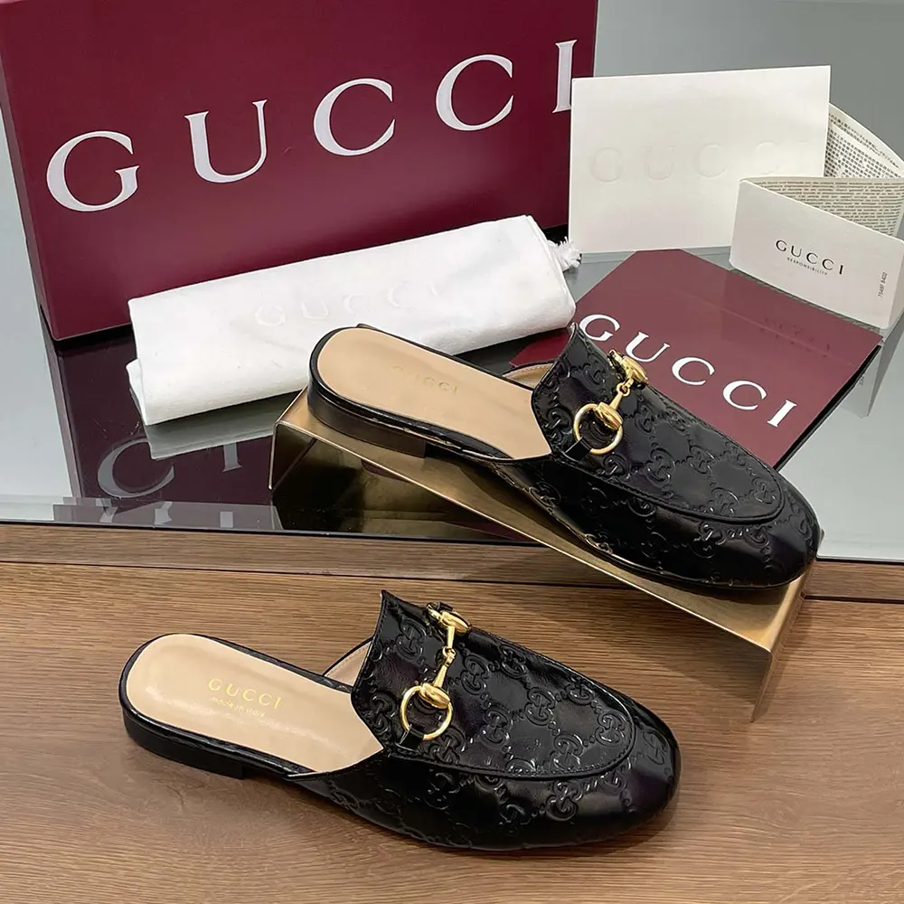 G*u*i women princetown slipper black gg leather ‎813864aad6s1000