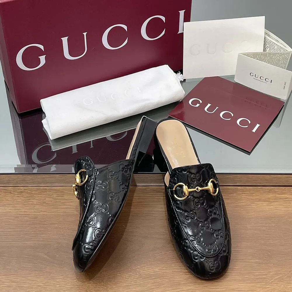 G*u*i women princetown slipper black gg leather ‎813864aad6s1000