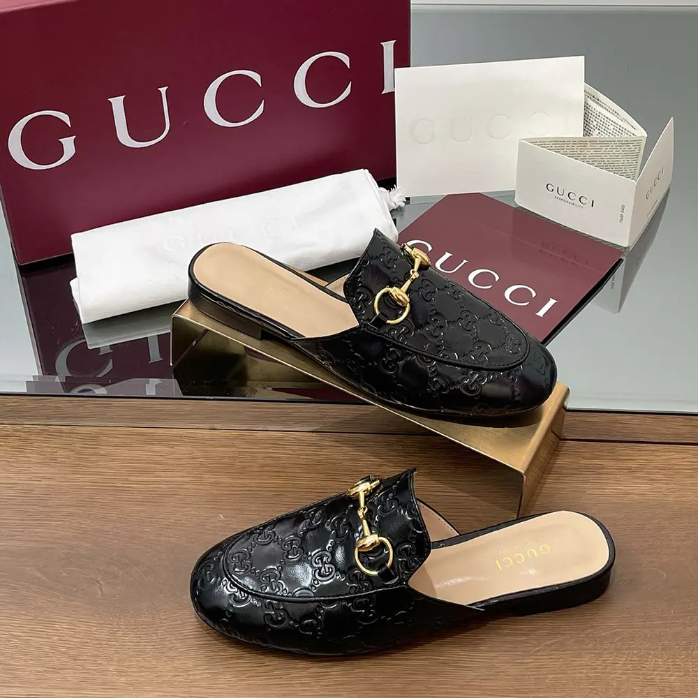 G*u*i women princetown slipper black gg leather ‎813864aad6s1000