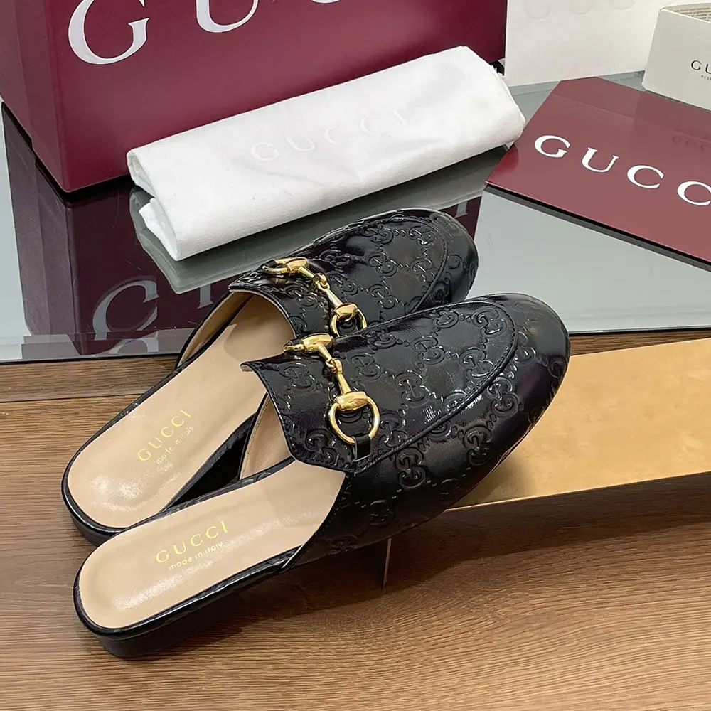 G*u*i women princetown slipper black gg leather ‎813864aad6s1000